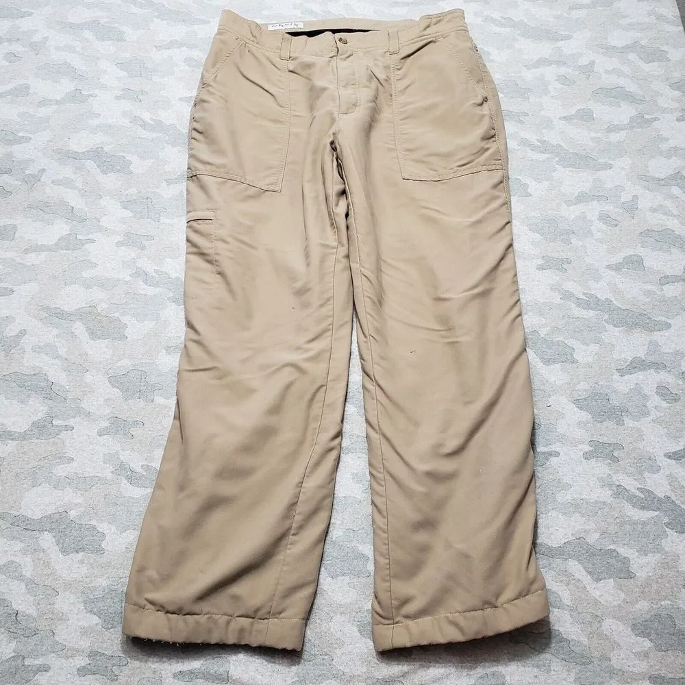 Orvis Pants Mens 38 Brown Fleece Lined Outdoors Stretch Straight Leg